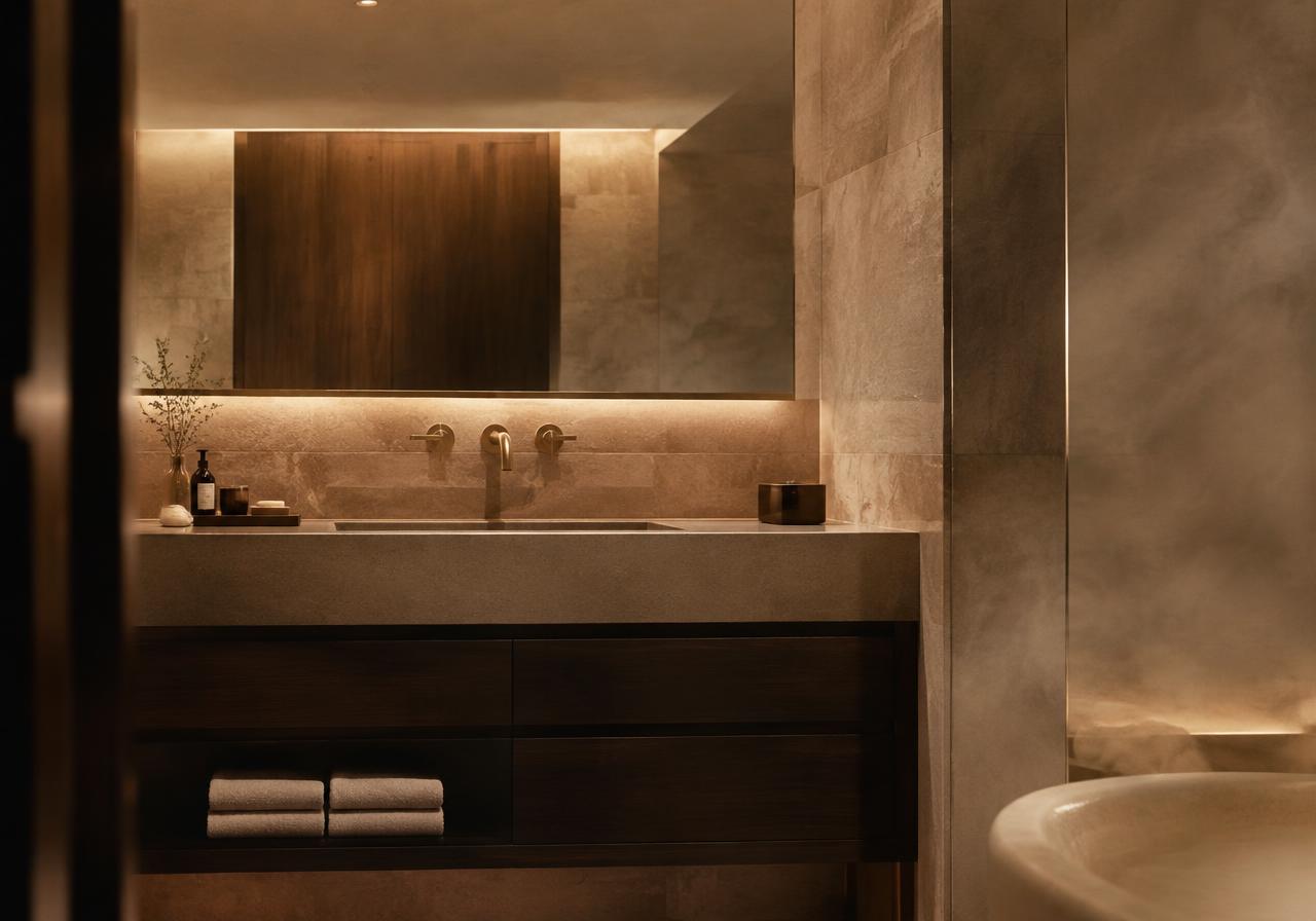 Bathrooms & hardware — illustrative